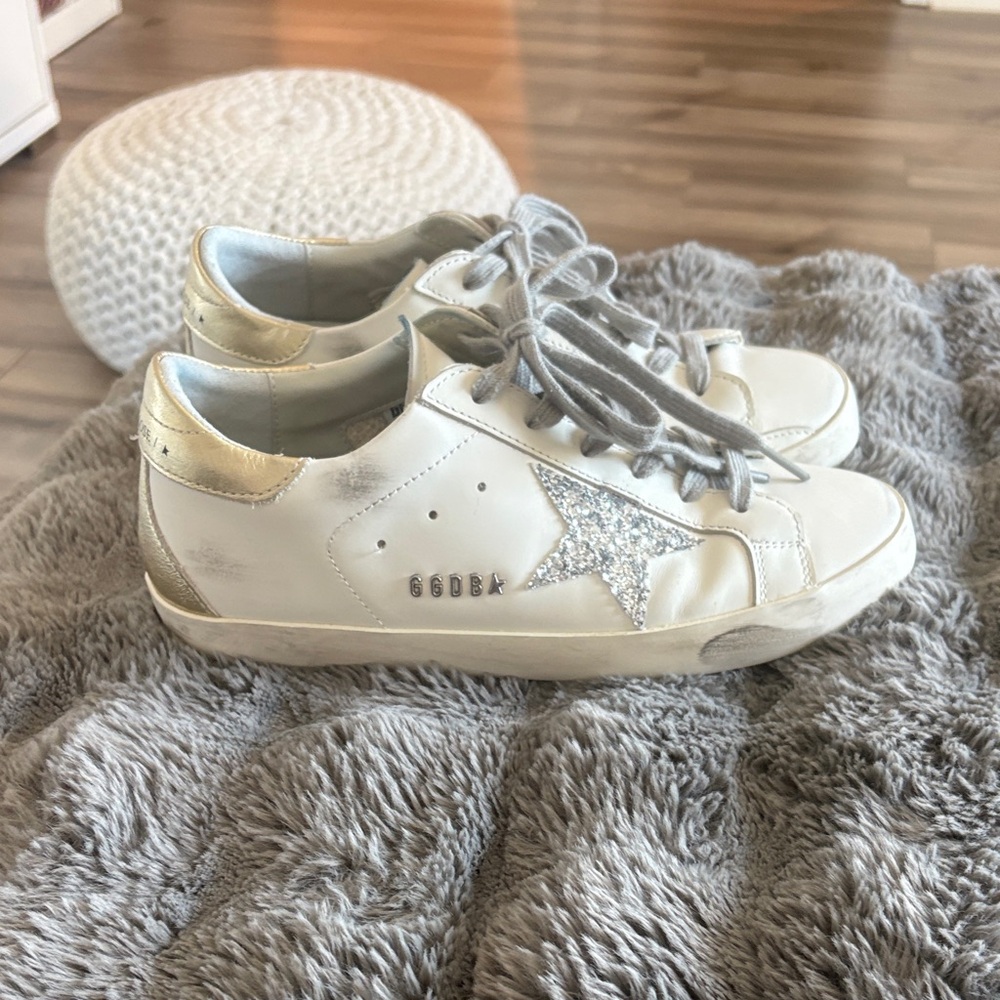 White and Silver Star Sneakers